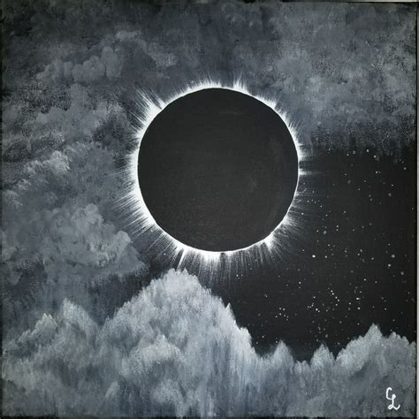 Solar Eclipse Painting Original Artwork Acrylic On X Canvas