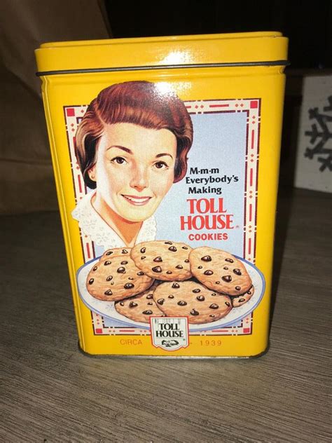 Vintage Nestle Toll House Cookie Jar Tin Can Chocolate Chips Collectors