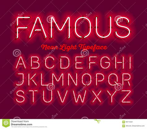 Neon Typeface Stock Vector Illustration Of Lettering 98715561