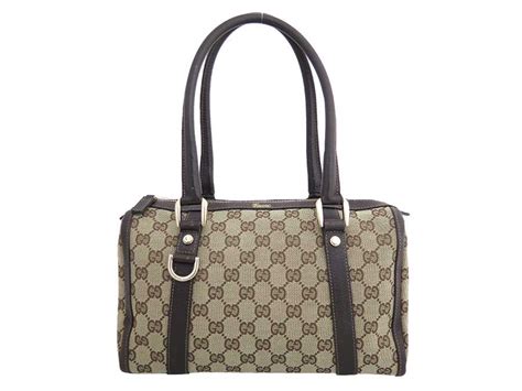 Auth Gucci Gg Canvas Shoulder Bag Brown Goldtone Canvas Leather E32603 Ebay