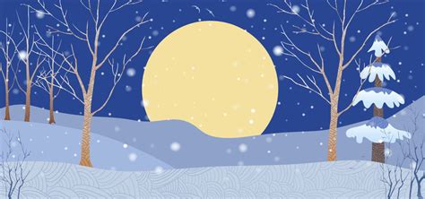 Cartoon Winter Snowy Night Background Cartoon Tree Moon Background Image And Wallpaper For