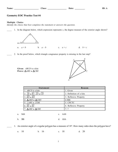 Geometry Eoc Practice Test 4