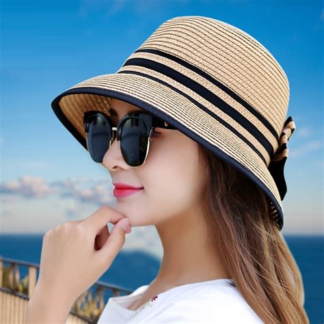 Muchique Boater Hats For Women Summer Sun Straw Hat Wide Brim Beach