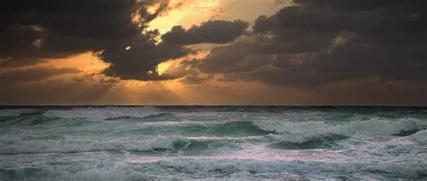 Ocean Waves Sea Water Horizon Sunset Sunrise Tide Splash
