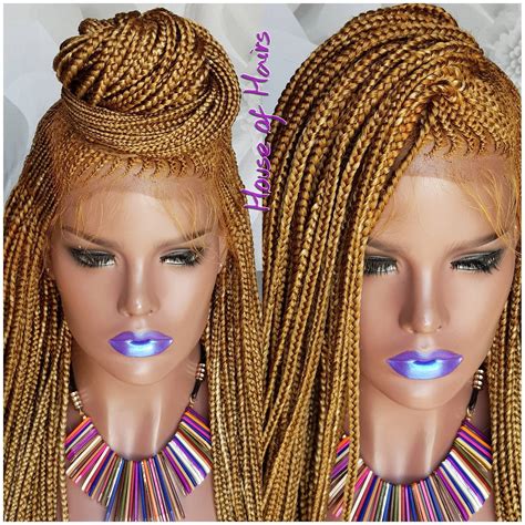Handmade Braided Full Lace Wig Ket Braids Cornrow Ghana Weave With Box