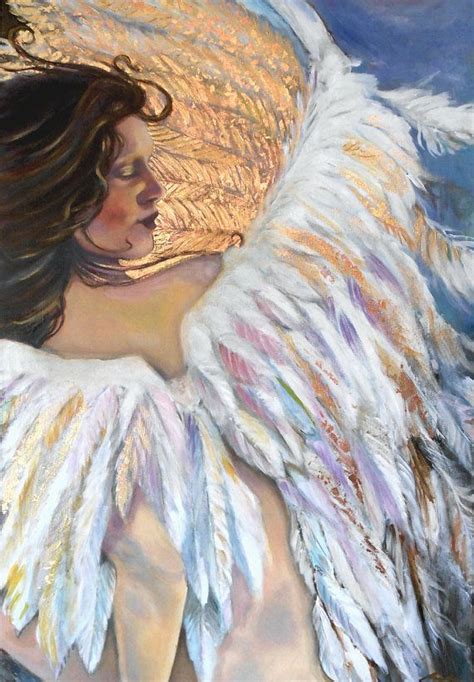 Angel X Large Acrylic Gold Foil Painting By E Bradshaw On Etsy