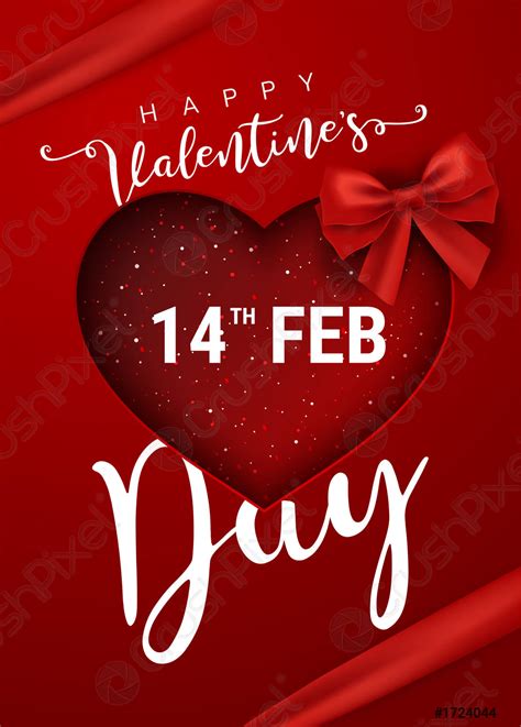 Happy Valentines Day Flyer Or Poster Top View Stock Vector 1724044