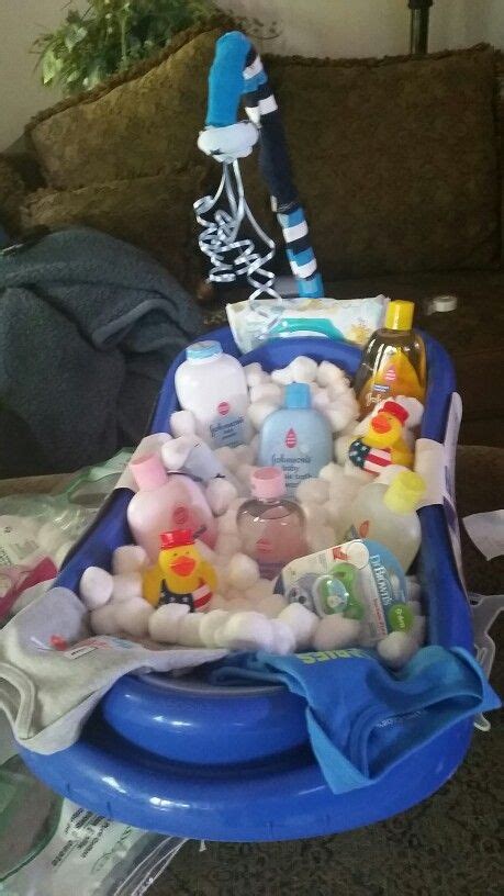 Most modern toddler bathtubs come with some form of temperature indicator. Baby shower gift -- Baby Bath Basket! Infant tub filled ...