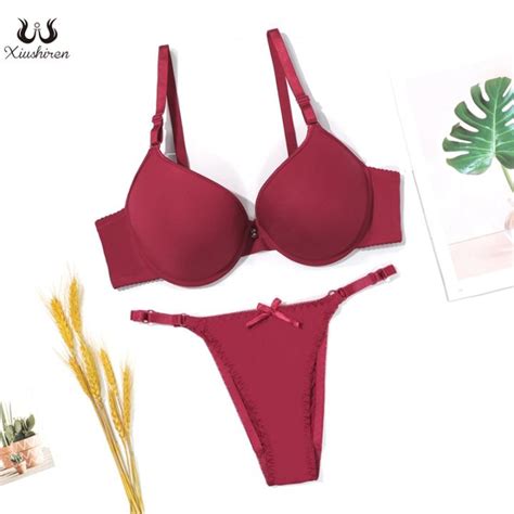 xiushiren women bra and string set non padded underwear sexy lingerie plus size bra and panty