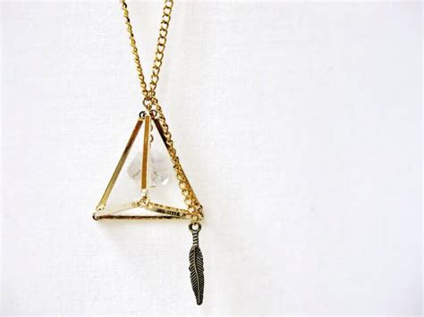 Gold Geometric Necklace Abstract Prism Triangle Prism Bar Etsy