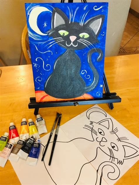 Kids Painting Halloween Cat Step By Step Painting With Tracie Kiernan