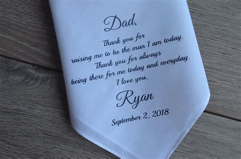 Perhaps you are worrying about him feeling excluded from the wedding if he doesn't wear the same as the groomsmen when he would actually. The groom's dad personalized handkerchief father of the ...