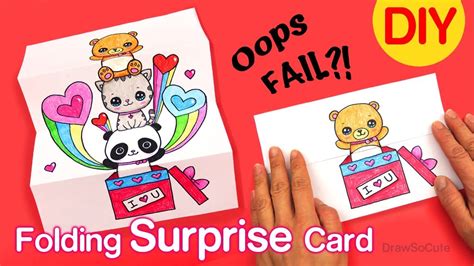 How To Make A Folding Surprise Card Cute Animals Youtube