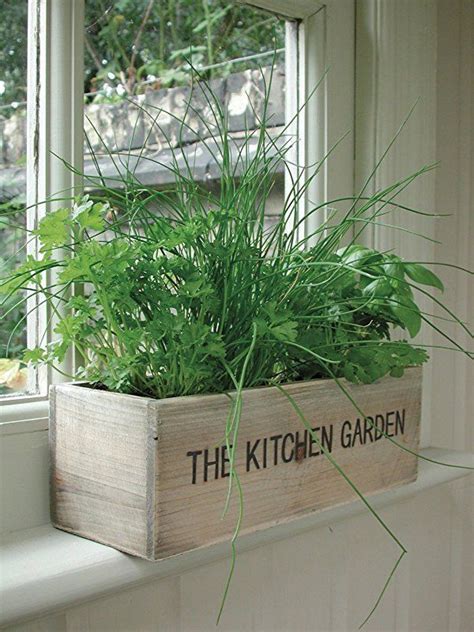 Now the fun begins of adding your flowers to the window box planter. Kitchen Window Herb Garden, Indoor Wooden Box Planter ...