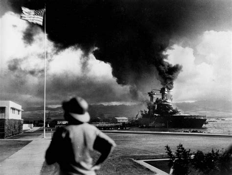 American Ships Burn During The Japanese Attack On Pearl Harbor Photo