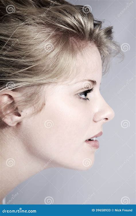 Beautiful Woman With The Side View Stock Image Image Of Motion Happy