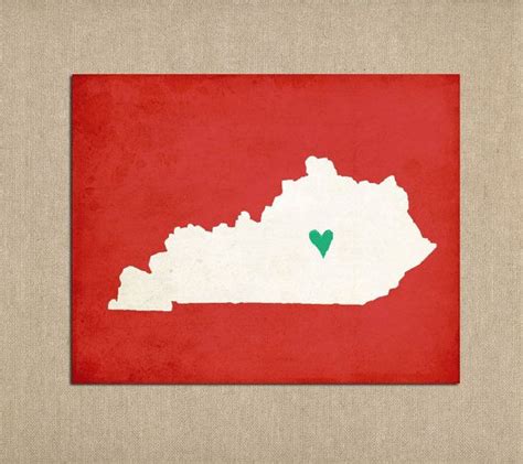 Kentucky Silhouette State Map Customizable Art Print Art Prints Etsy