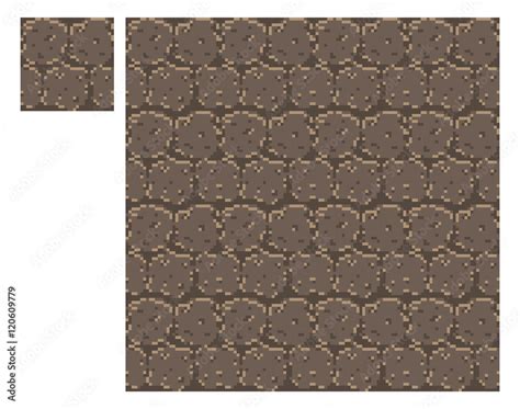Texture For Platformers Pixel Art Vector Brick Stone Wall Isolated