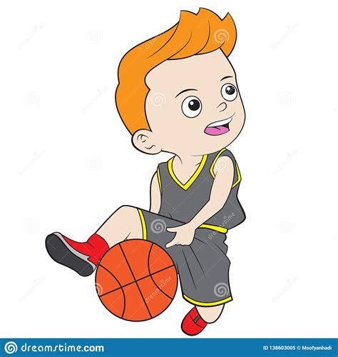 Cartoon Boy Playing Basketball Stock Vector Illustration