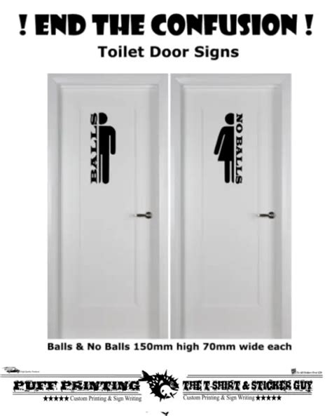 Toilet And Bathroom Door Sign Vinyl Stickers Pack Of Two Funny 369