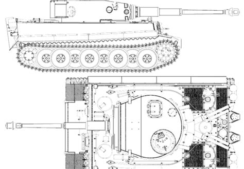 Tank Sdkfz 181 Pzkpfwvi Ausfh1 Tiger Drawings Dimensions