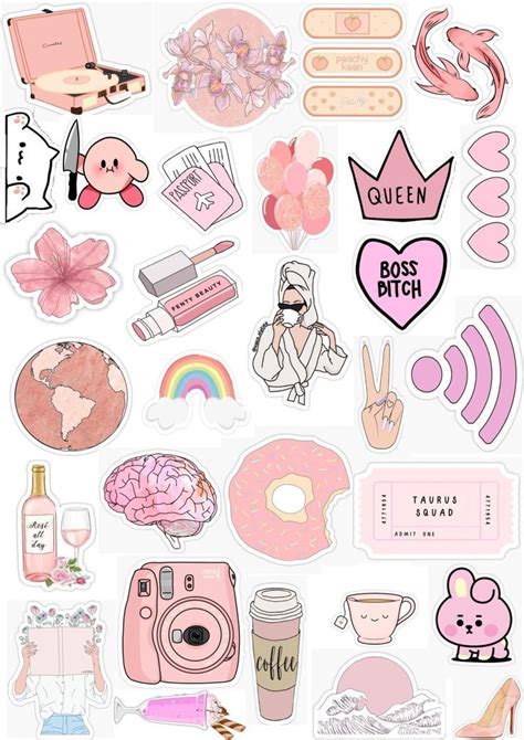 Aesthetic Pink Stickers Милые рисунки Hello Kitty комнаты Легкие рисунки