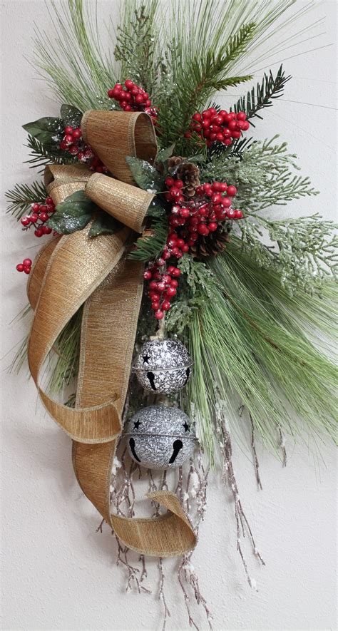 Rustic Metal Bell And Pine Swag Christmas Wreaths Christmas Wreaths