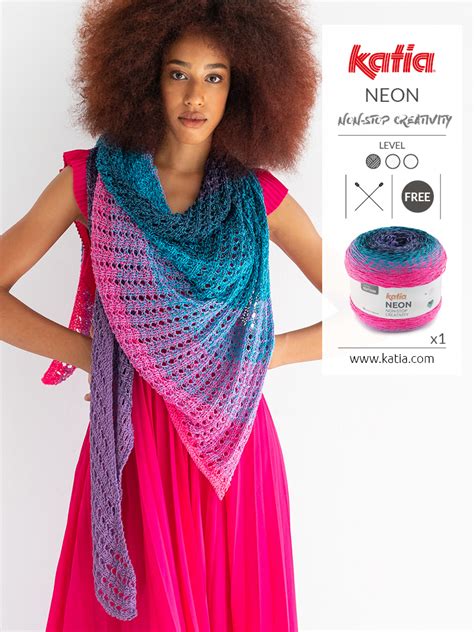 27may Neon Yarn Knitting Shawl Free Pattern Katia Blog Lanas Y Telas
