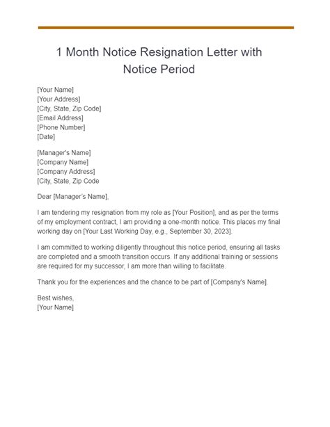 17 One Month Resignation Letter Examples How To Write Tips Examples