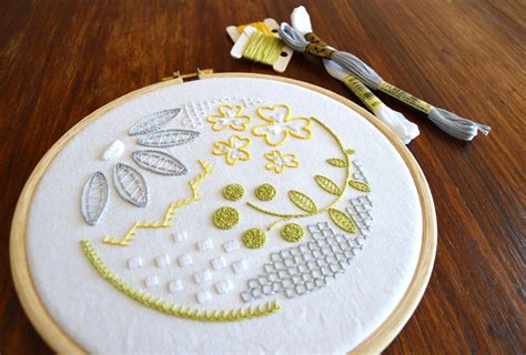 Mock Whitework Hand Embroidery Pattern A Modern Embroidery Etsy