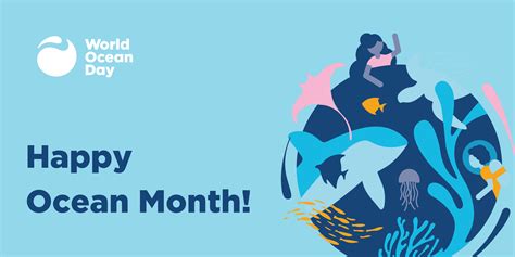 Happy Ocean Month Banner World Ocean Day