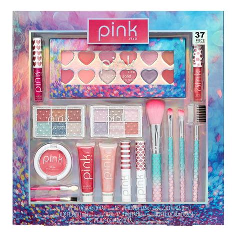 Pink Viva Makeup And Cosmetics T Set 37 Pieces 13 Value Walmart