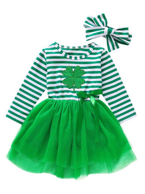 Emmababy 2pcs Toddler Baby Kids Girls Stpatricks Day Clothes Party