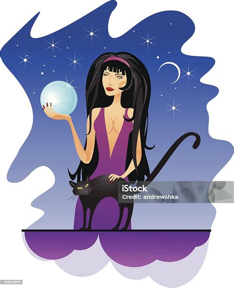 Graceful Witch And Black Cat Stock Illustration Download Image Now Abstract Adult Art Istock