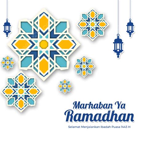 Marhaban Ya Ramadhan 1443 H Oder Puasa 2022 Im Papierstil Ucapan