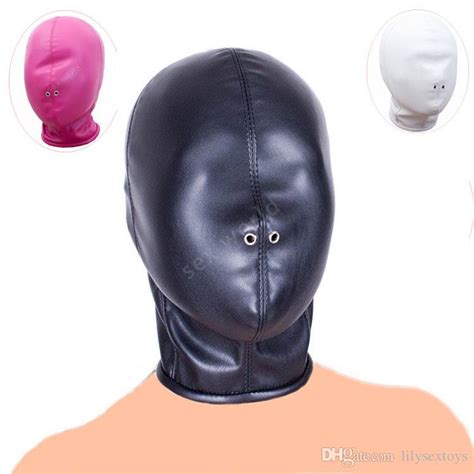 Pu Leather Full Face Mask Nose Holes Breathable Cosplay Hoodsexy Hood