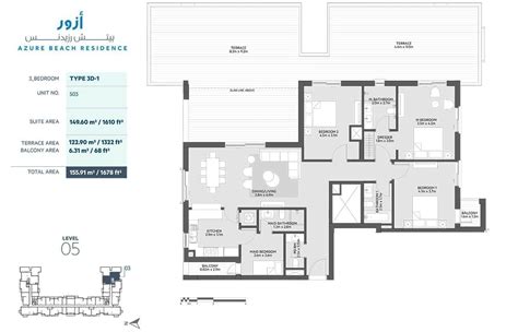 Azure Beach Residence 3 Bedroom Type 3d 1 Floor Plans