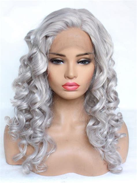 T Grey Curly Lace Front Wig Synthetic Wigs Babalahair