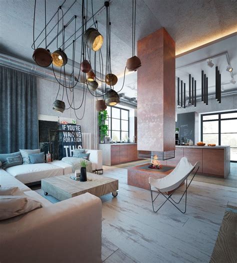 An Industrial Home With Warm Hues Industrial Style Living Room