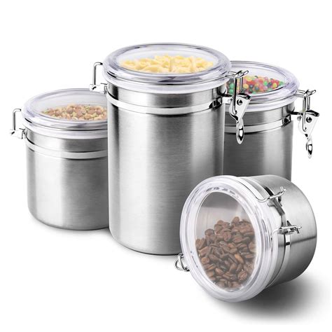 4 Piece Stainless Steel Airtight Canister Set Enloy Food Storage