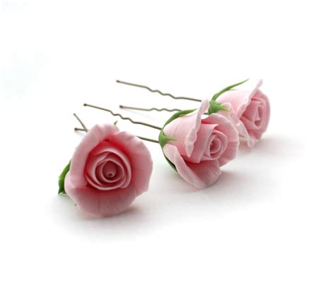 set of 3 hair pins with rose roses rose hairpin bridal etsy