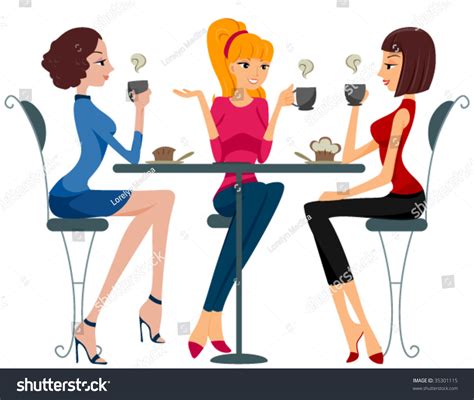 Women Drinking Coffee Vector Stock Vector 35301115 Shutterstock