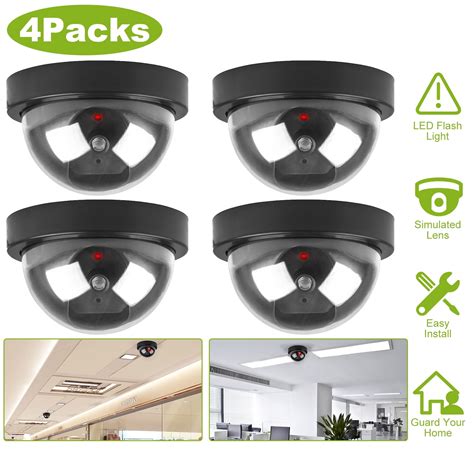 Imountek 4 Pieces Fake Security Camera Dome Dummy Camera With Realistic Looking Flash Led Lights