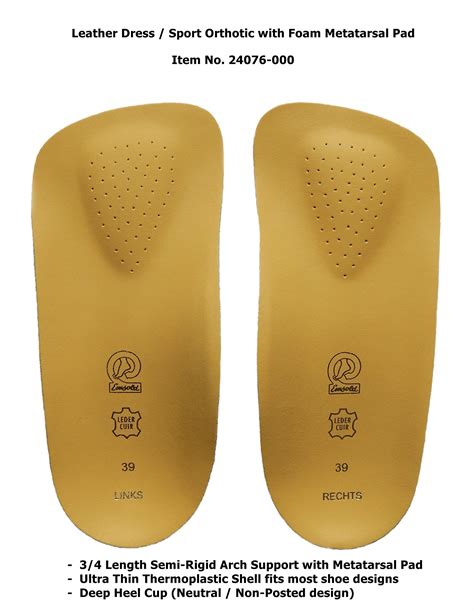 Emsold Ultra Thin Orthotic With Metatarsal Pad And Deep Heel Cup Semi