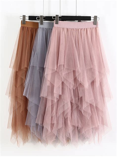 Tigena Long Tulle Skirt Women Fashion Spring Summer High Waist