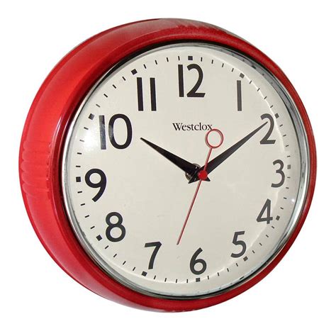Westclox 95 In Red Retro Wall Clock 32042r The Home Depot