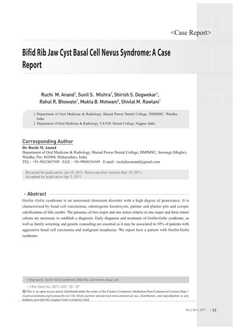Bifid Rib Jaw Cyst Basal Cell Nevus Syndrome A Case Report 33 33 Docslib