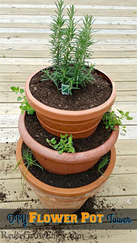Diy Flower Pot Tower Reuse Grow Enjoy