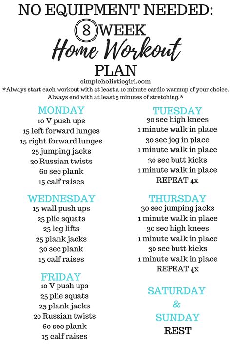 8 Week Home Workout Plan