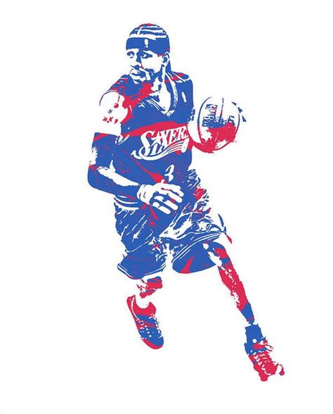 Allen Iverson Philadelphia 76ers Pixel Art 20 Art Print By Joe Hamilton